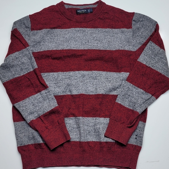 Nautica crewneck thick striped sweater men's large - Picture 1 of 5